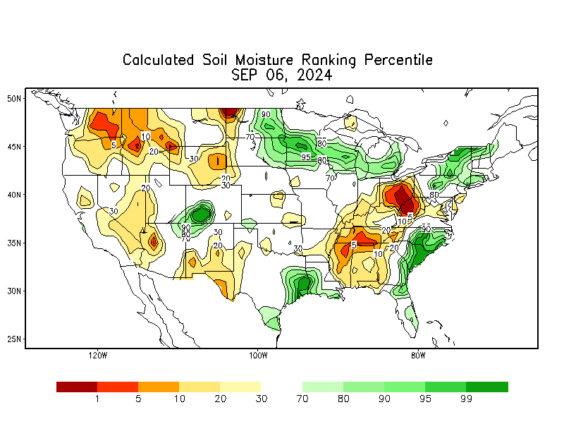 Calculated Soil Moisture Ranking Percentile